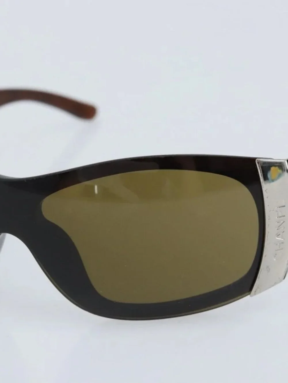 CHANEL Sunglasses plastic Brown CC Auth BA11836